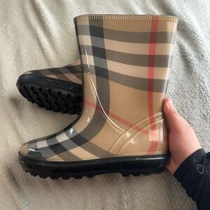 Burberry Kids Plaid Rain Boots - Beige and Black